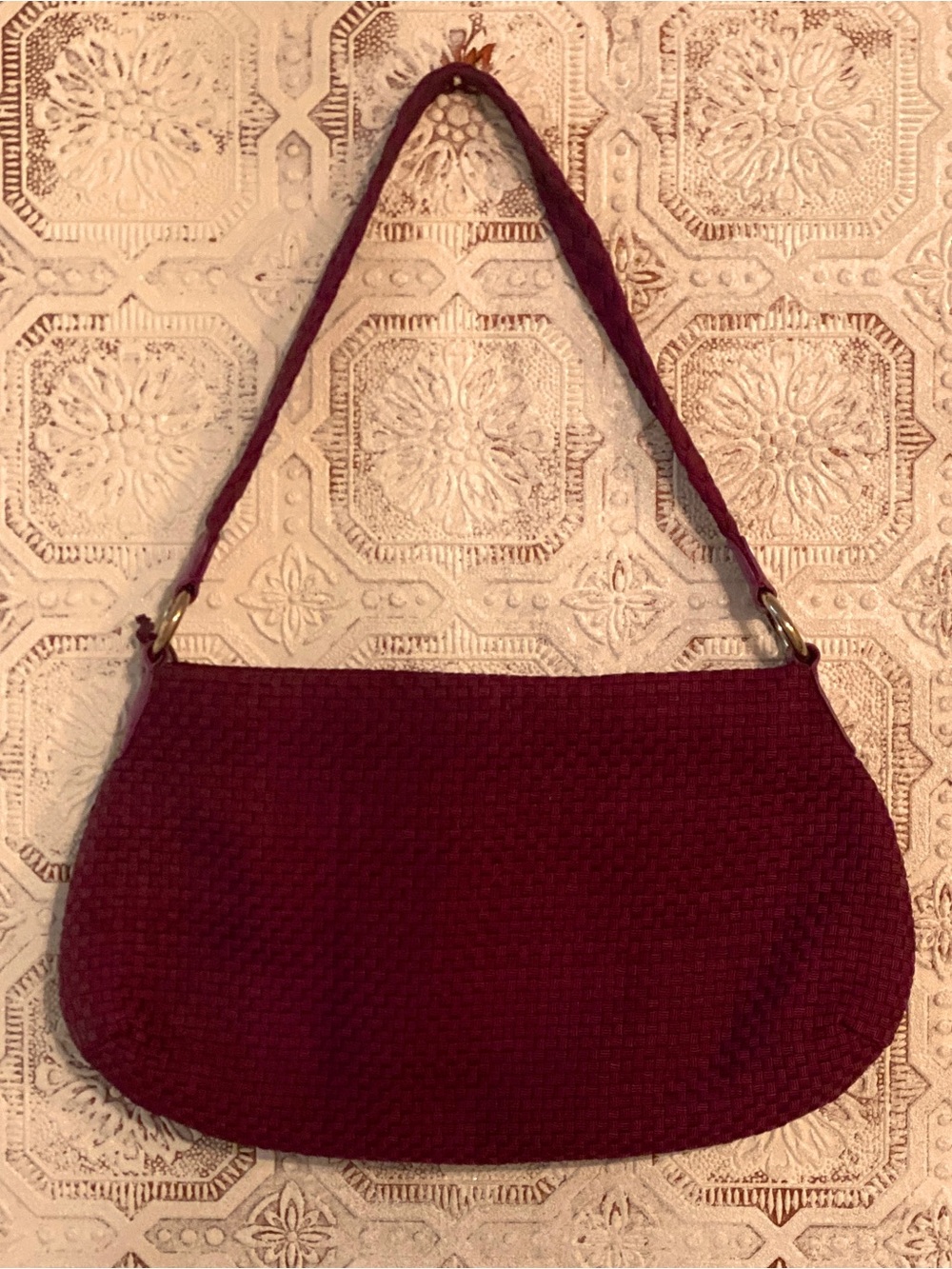 The Sak Woven Burgundy Shoulder Bag